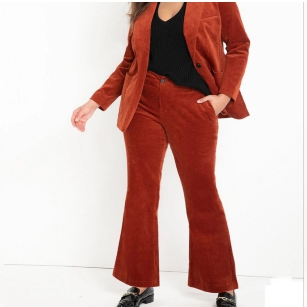 Eloquii Burnt Orange Corduroy Suit Set